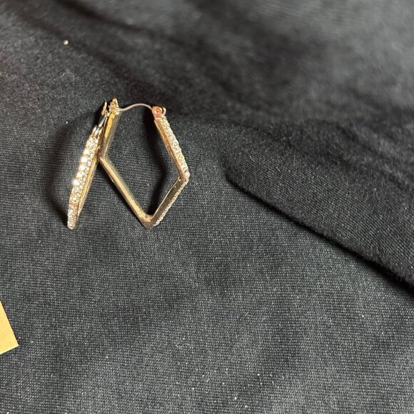 ✨ Gold Geometric Rhinestone Hoop Earrings | Cassandra & Co. Boutique Collection - Picture 3 of 7